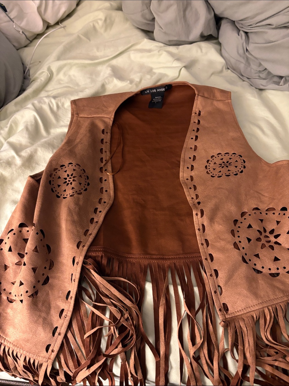 Women's Suede Fringe Vest - Rust Brown